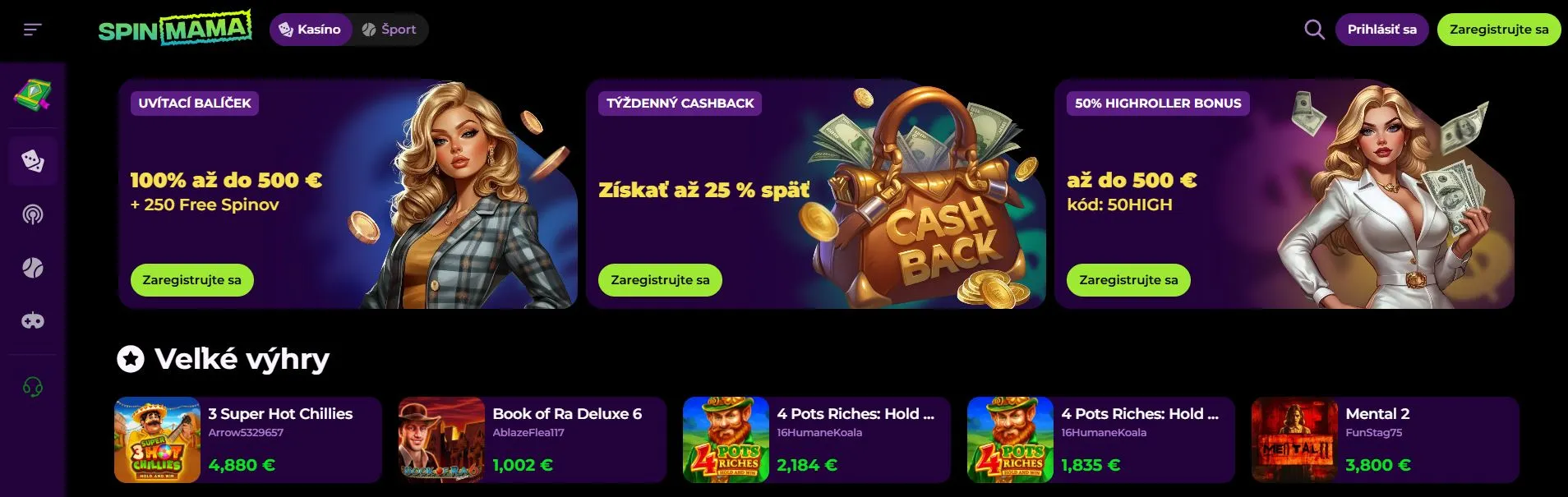 Nové online casina v Slovinsku Spinmama